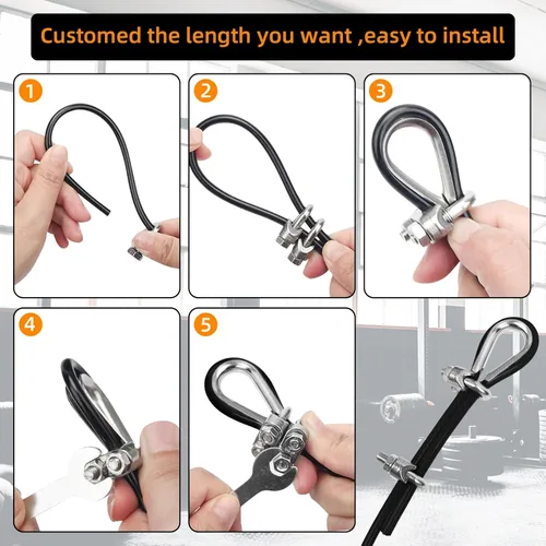 Miniatura 4 de LFJ Cable de repuesto para máquina de poleas, cable de acero resistente de 32.8/65.6/98.4 pies para sistema de polea de elevación de peso, cable