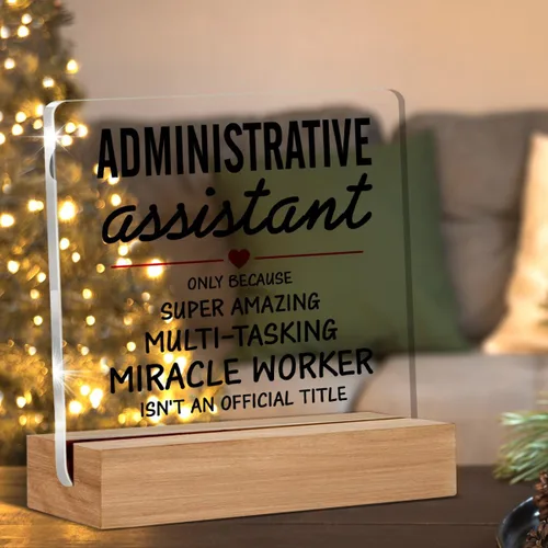 Miniatura 3 de Regalos de asistente administrativo, regalos de agradecimiento para secretaria, letrero decorativo de escritorio transparente, letrero acrílico