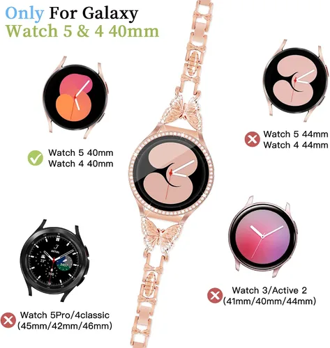 Miniatura 4 de Correa de mariposa para Samsung Galaxy Watch 4 Band y Galaxy Watch 5 Band-1.575 pulgadas con protector de pantalla, 0.787 pulgadas (0.787 in) correa