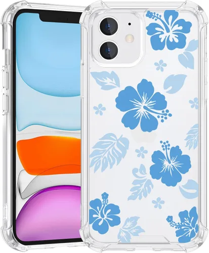 Miniatura 33 de Funda para iPhone 8 Plus y iPhone 7 Plus, linda funda Kawaii azul hibisco hawaiano floral estética floral para niñas preppy mujeres