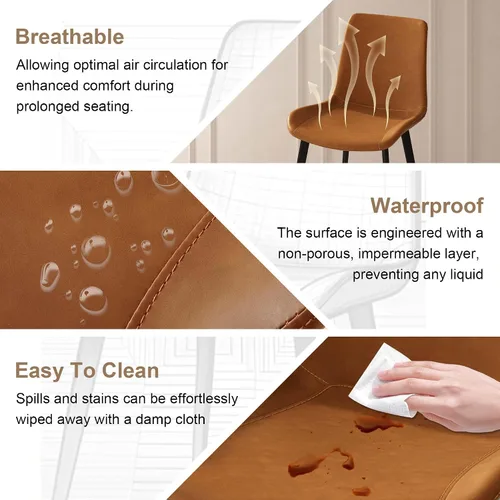 Miniatura 5 de Sillas de comedor con respaldo cómodo y patas de metal resistentes, modernas sillas tapizadas de piel sintética para cocina y oficina para comedor