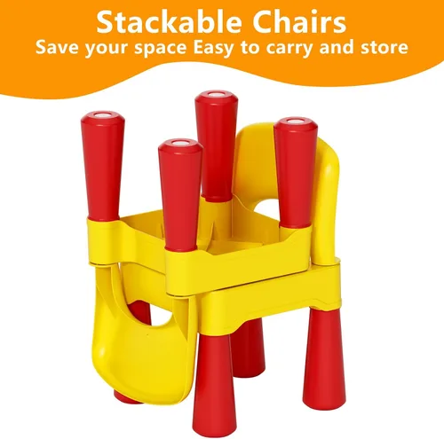 Miniatura 9 de burgkidz Silla de plástico para niños de 2 a 4 años, silla pequeña para niños y niñas, muebles Montessori ligeros y duraderos para leer/comer/jugar
