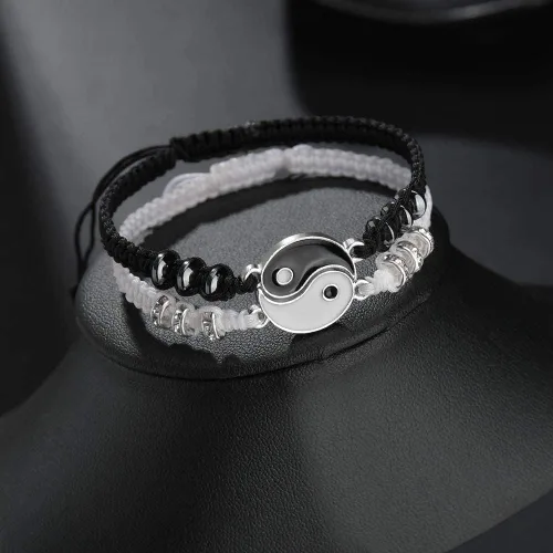 Miniatura 2 de Caiyao Pulseras para mejores amigos para 2 pulseras a juego de cuentas de piedra natural Yin Yang para mejor amiga, amistad, relación, novio, novia
