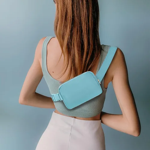 Miniatura 101 de Riñonera cruzada para mujeres y hombres, bolsa para cinturón para senderismo con correa ajustable, riñonera para correr, entrenamiento, deportes