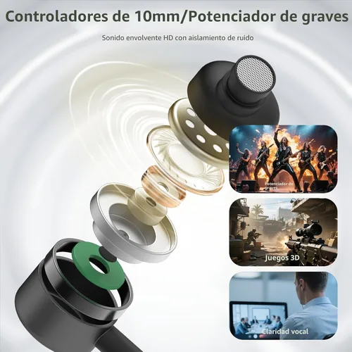 Miniatura 5 de MORMOQUE EP-06 Auriculares con cable intrauriculares, auriculares con micrófono incorporado, auriculares con aislamiento de ruido, conector de Negro