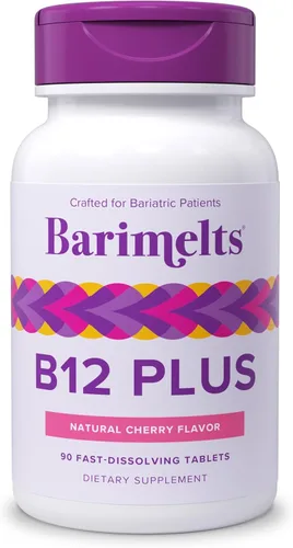 BariMelts Vitamina B12 Plus, 90 tabletas de disolución rápida (suministro de 3 meses), vitaminas bariátricas sin azúcar para mujeres, incluye B12,