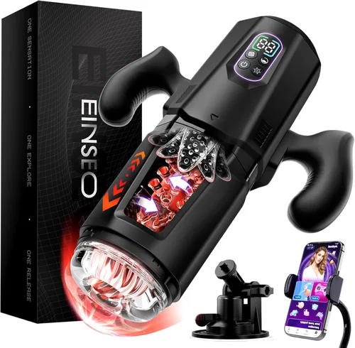 Miniatura 9 de EINSEO Juguetes sexuales masculinos para hombres – AI Sync Masturbador masculino Stroker con 7 modos giratorios de empuje y 7 modos de lamer