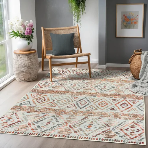 Adiva Rugs Alfombra de área lavable a máquina de 6 x 6 pies con parte trasera antideslizante para sala de estar, dormitorio, baño, cocina, alfombra