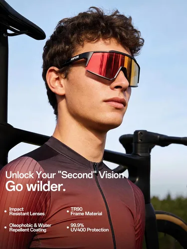 Miniatura 3 de KAPVOE Gafas polarizadas con 1 lente o 4 lentes de protección UV para mujeres y hombres, gafas de sol para ciclismo, marco TR90, para deportes