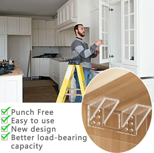 Miniatura 6 de Paquete de 6 soportes adhesivos de servicio pesado para estantes, soportes de doble fila de gran tamaño, clavijas de montaje en pared sin
