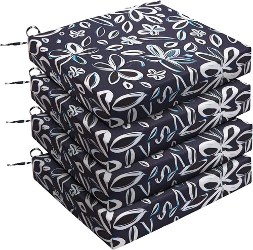 Miniatura 19 de UNIKOME Cojines para sillas de exterior, resistentes al agua, con lazos, relleno de esponja de alta densidad, cojines de asiento cuadrados