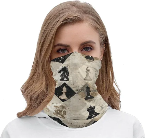 Miniatura 5 de Pasamontañas para el cuello, transpirable, pieza de ajedrez, bandanas marrones para el sol y al viento, máscara facial, bufanda para la cabeza