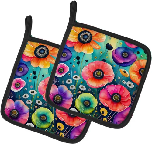 Miniatura 25 de Caroline's Treasures Juego de soportes para ollas de cocina coloridos de Asters, resistentes al calor, almohadillas calientes para cocinar, hornear