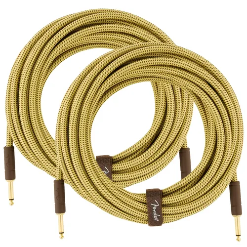 Miniatura 10 de Fender Cable de instrumentos de lujo de 10 pies, ángulo recto, tweed negro, paquete de 2