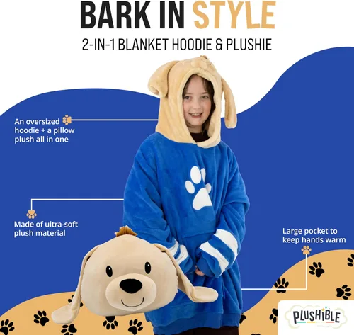 Miniatura 2 de Manta con capucha - Manta con capucha para niños - Manta portátil para niños - Almohada de felpa Perro Dougie