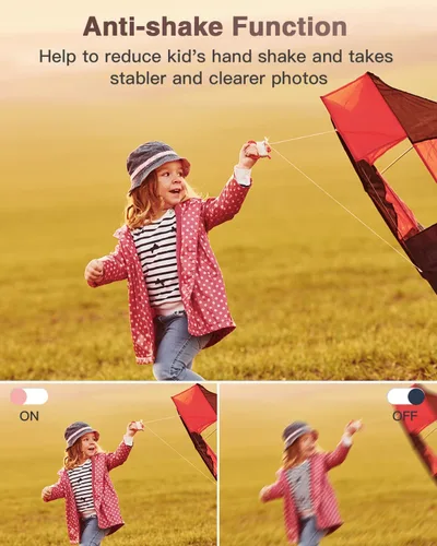 Miniatura 4 de Cámara digital para niños de 1080P 36 MP, cámara de video con dos baterías, sello de tiempo, antivibración, zoom de 16X, cámara portátil compacta