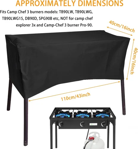 Miniatura 2 de Cubierta resistente para estufa de patio, cubierta de parrilla de estufa de 3 quemadores para estufa Camp Chef de 3 quemadores TB90LW, TB90LWG