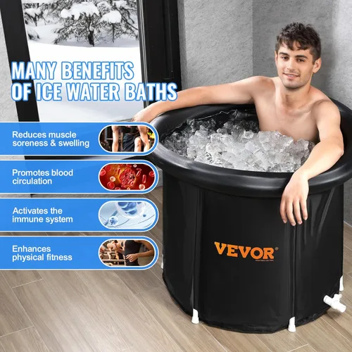 Miniatura 6 de VEVOR Bañera de hielo, bañera de terapia de agua fría para atletas, piscina de inmersión portátil de barril de hielo al aire libre