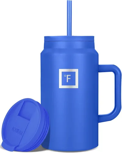 Miniatura 17 de IRON °FLASK Co-Pilot - Vaso aislante de 40 onzas con pajita y tapas abatibles - Botella con portavasos para bebidas frías o calientes - A prueba