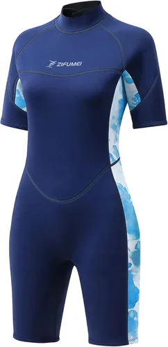 Traje de neopreno de cuerpo completo para mujer de 0.118 pulgadas (0.118 in), con cremallera frontal, para buceo, esnórquel, surf, natación