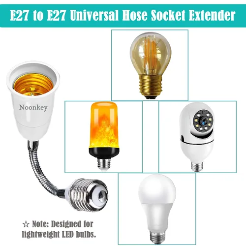 Miniatura 5 de Noonkey Extensor de enchufe de luz [2 unidades], cuello flexible ajustable de 360 grados, adaptador de extensión de 7.5 in/7.5 pulgadas, compatible