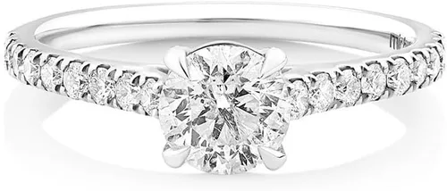 Miniatura 2 de IGI Certified 2.85 Carat TW White Round Excellent Cut Lab Created Diamond Engagement Ring With Side Natural Diamond In 14k White Yellow Rose Gold