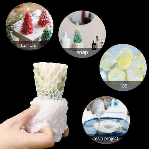 Miniatura 7 de 4 piezas moldes de silicona para árbol de Navidad, moldes de velas 3D para hacer velas, molde de resina epoxi de silicona en forma de árbol, molde