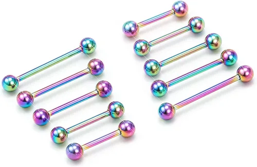 Miniatura 10 de Prjndjw 14G Acero quirúrgico rectas barras de pesas - Anillos para lengua y pezón para mujeres y hombres - Longitud 12MM, 14MM, 16MM, 18MM, 22mm