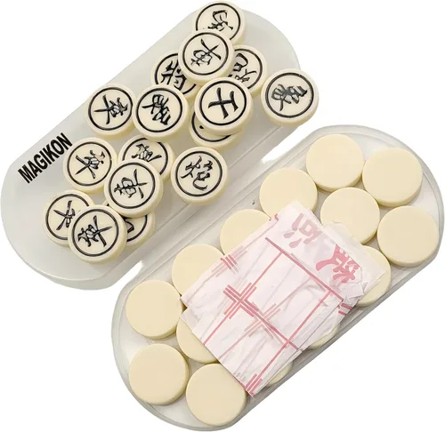 Miniatura 9 de MAGIKON Ajedrez chino, Xiangqi de plástico duro con caja de plástico, diámetro de 1-1/5 pulgadas