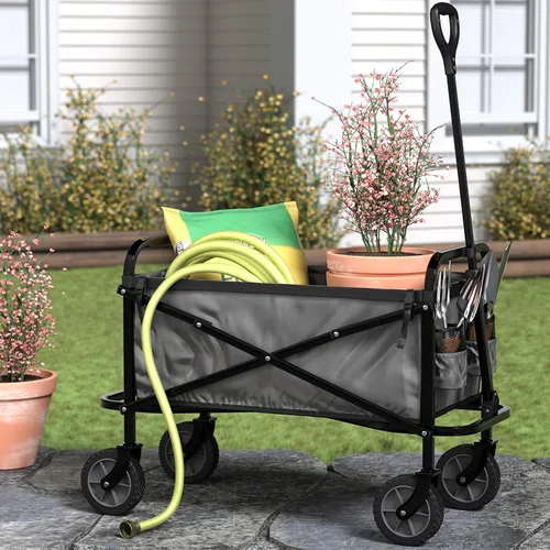 Miniatura 6 de Amazon Basics - Colección de herramientas para el jardín – Carrito plegable para jardín con funda, color gris.