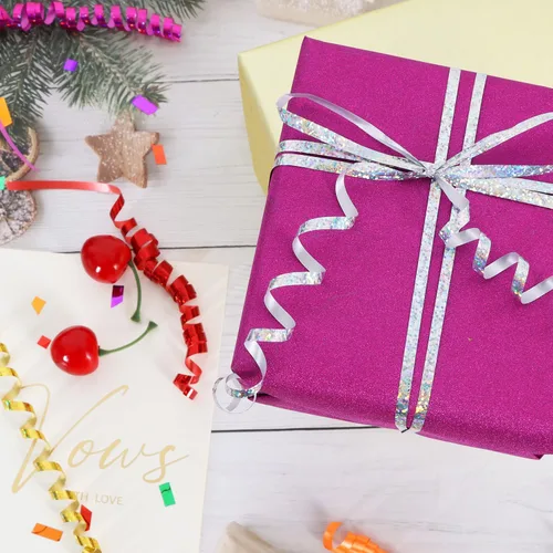 Miniatura 4 de BEISHIDA Cinta Plateada Rizada Ondulada de 500 Yardas, Cuerda para Globos, Rollo Metálico Brillante para Cinta de Envolver Regalos para Fiestas