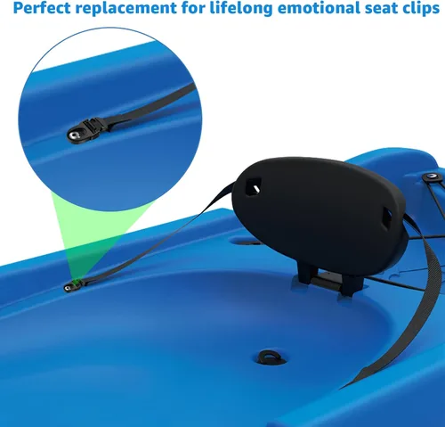 Miniatura 5 de Kit de reparación de asiento de kayak, clips de asiento y ganchos. Adecuado para paquete de emociones de por vida (4 juegos en negro)