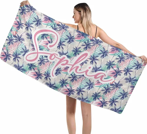Miniatura 17 de MyPupSocks Toallas de playa para niñas, toallas personalizadas de teñido anudado con nombres para niños y adultos, toallas de playa personalizadas
