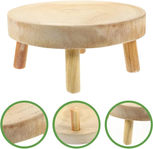 Miniatura 5 de Kichvoe Taburete elevador de planta de pedestal de madera estable para decoración interior y exterior