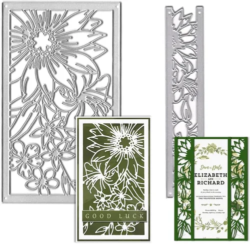 Troqueles de corte de metal con marco de flores para hacer tarjetas, hojas de fondo troquelados, troquelados, plantilla de plantilla para