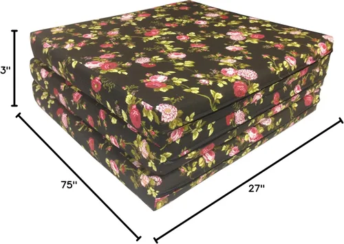 Miniatura 2 de D&D Futon Furniture Camas de espuma de triple pliegue, cama plegable Shikibuton para colchón para ahorrar espacio, 3 x 27 x 75 pulgadas, color rojo