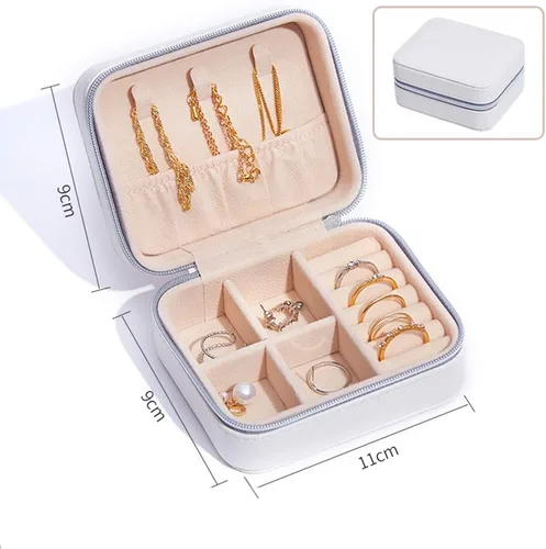 Miniatura 2 de NuAngela Joyero pequeño organizador de bolsas de joyería de viaje de piel sintética, soporte portátil para mujeres, collares, aretes, anillos