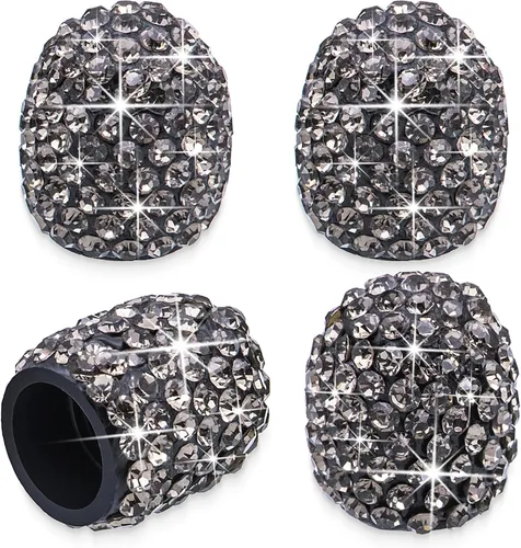 Miniatura 24 de 8 PCS Tapas de Válvula de Vástago de Neumático con Diamantes de Cristal Brillante, Tapas de Válvula de Neumático de Coche a Prueba de Polvo Blanco