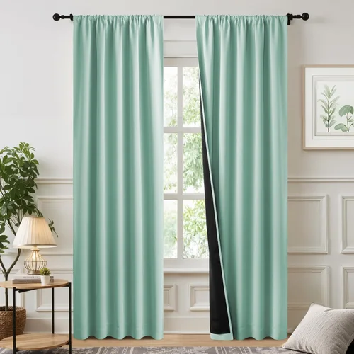 Miniatura 131 de NICETOWN Cortinas blancas 100% opacas, 2 capas gruesas completamente opacas con bolsillo para barra, cortinas aislantes térmicas para Blanco puro