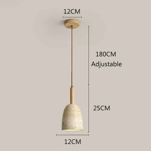 Miniatura 5 de Vintage Solid Wood Pendant Light Japanese Style Simple Bedside Hanging Lamp Modern Small Yellow Travertine Chandeliers for Kitchen Island Living