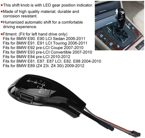 Miniatura 5 de KIMISS Pomo LED para palanca de cambios estilo F30, para E90 E92 E84 E89, transmisión automática, diseño LHD, palanca de cambios eléctrica