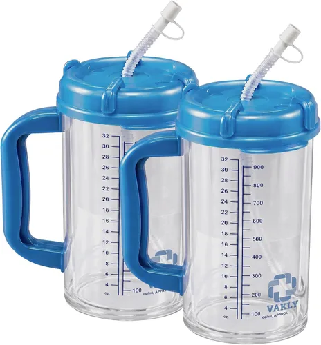 Miniatura 8 de Vakly - Jarra hospitalaria con aislamiento de doble pared y seguimiento de agua - Termo de 32 oz de capacidad para agua fría y caliente recargable