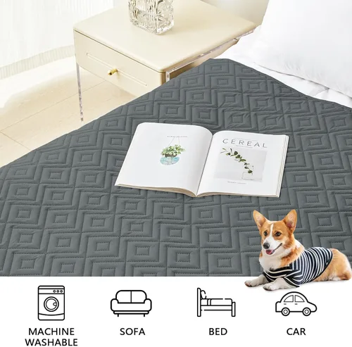 Miniatura 7 de hyha Manta impermeable para perro, manta suave para cama de perro, manta para mascotas, funda de sofá impermeable lavable para perros, fundas Gris