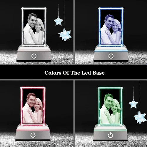 Miniatura 3 de Corazón de foto de cristal personalizado en 3D con base de luz, cubo grabado personalizado 3D, regalo de Navidad para mujeres, hombres, mamá
