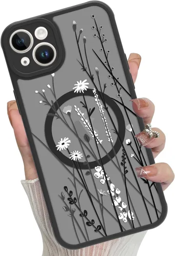 Miniatura 77 de Funda magnética para iPhone 17 Pro [compatible con MagSafe], bonita funda de moda con estampado de leopardo negro, translúcida, mate, parte trasera