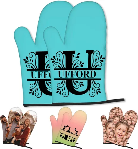 Miniatura 12 de Manoplas de horno personalizadas con soportes para ollas con nombre y foto personalizados, manoplas de horno resistentes al calor y al deslizamiento