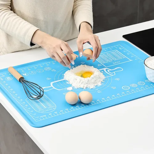 Miniatura 10 de Tapete de Silicona para Hornear, Almohadilla Extra Gruesa para Extender Masa con Medidas y Elevación de Bordes, Tapete de Repostería de Silicona