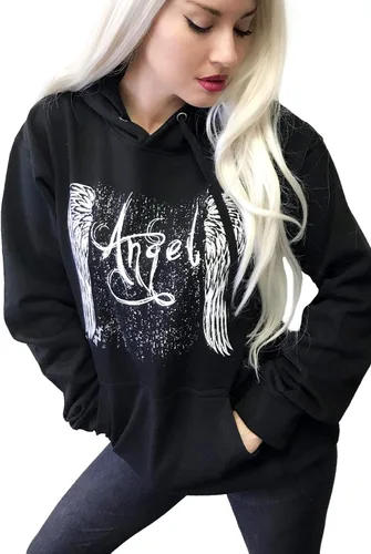 Miniatura 3 de Sudadera sexy con capucha de rosas de tatuaje con diseño de alas de ángel sexy para mujer