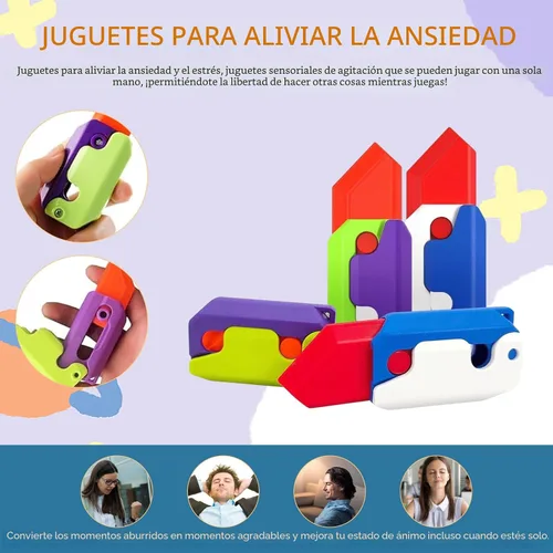 Miniatura 4 de 8 piezas de juguete de plástico de gravedad 3D navaja automática de impresión cuchillo de zanahoria, juguetes fidget de cuchillo sensorial