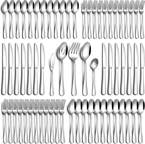 Miniatura 9 de PHILIPALA Juego de 20 piezas de cubiertos de acero inoxidable, juego de cubiertos para 4, cubiertos de acero inoxidable de grado alimenticio